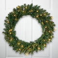 Pre Lit Buffalo Fir Artificial Christmas Wreath 30 Inch Clear Lights