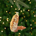 4.5 Buffalo Chicken Wing Flat Wingette Glass Christmas Ornament Orange