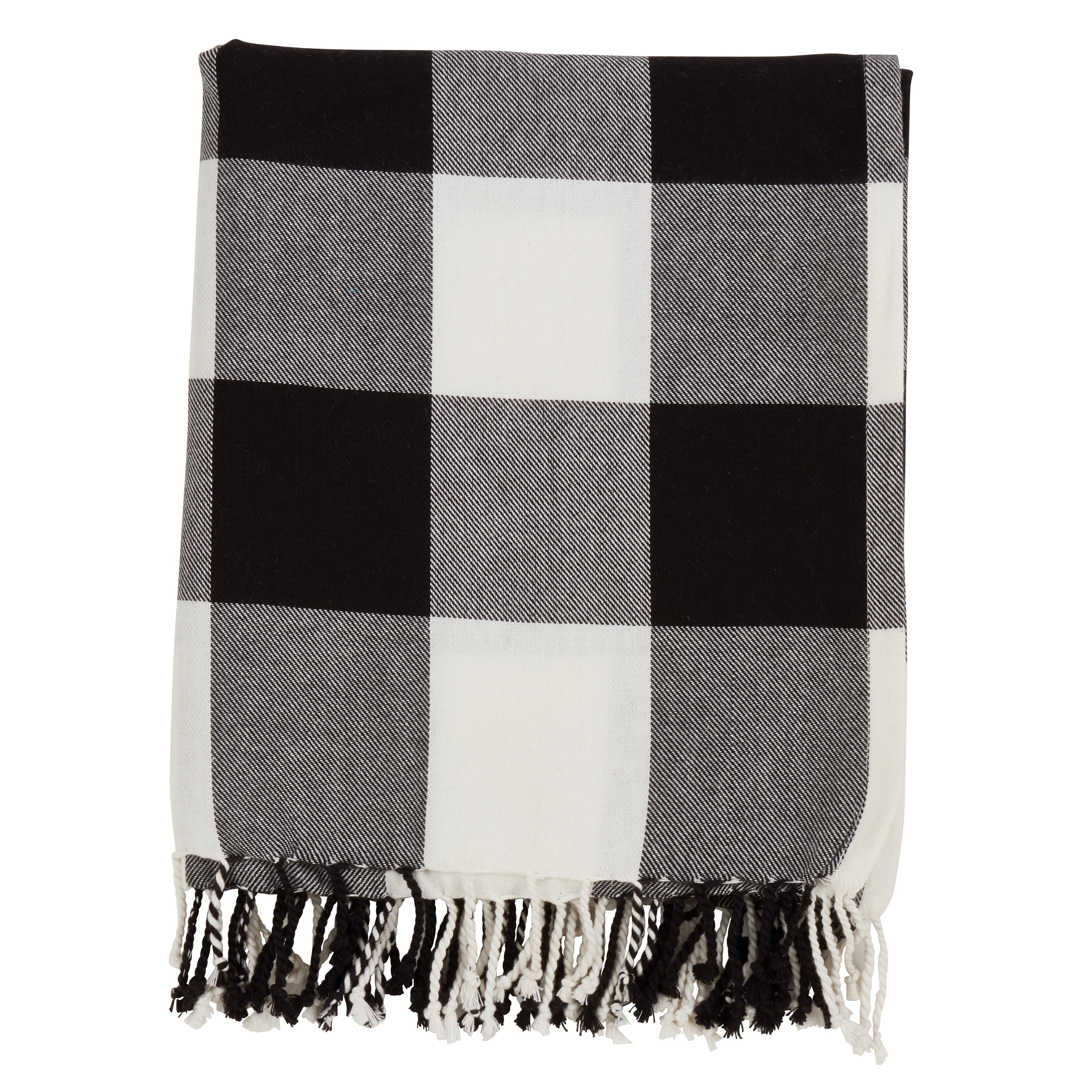 Buffalo Plaid And Tassels Cotton Throw