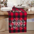 Buffalo Plaid Table Runner With Merry Design