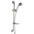 Builders Shoppe 4210 Brass Slide Bar With Adjustable Height Massage Hand Held Shower And Soap Dish Silver