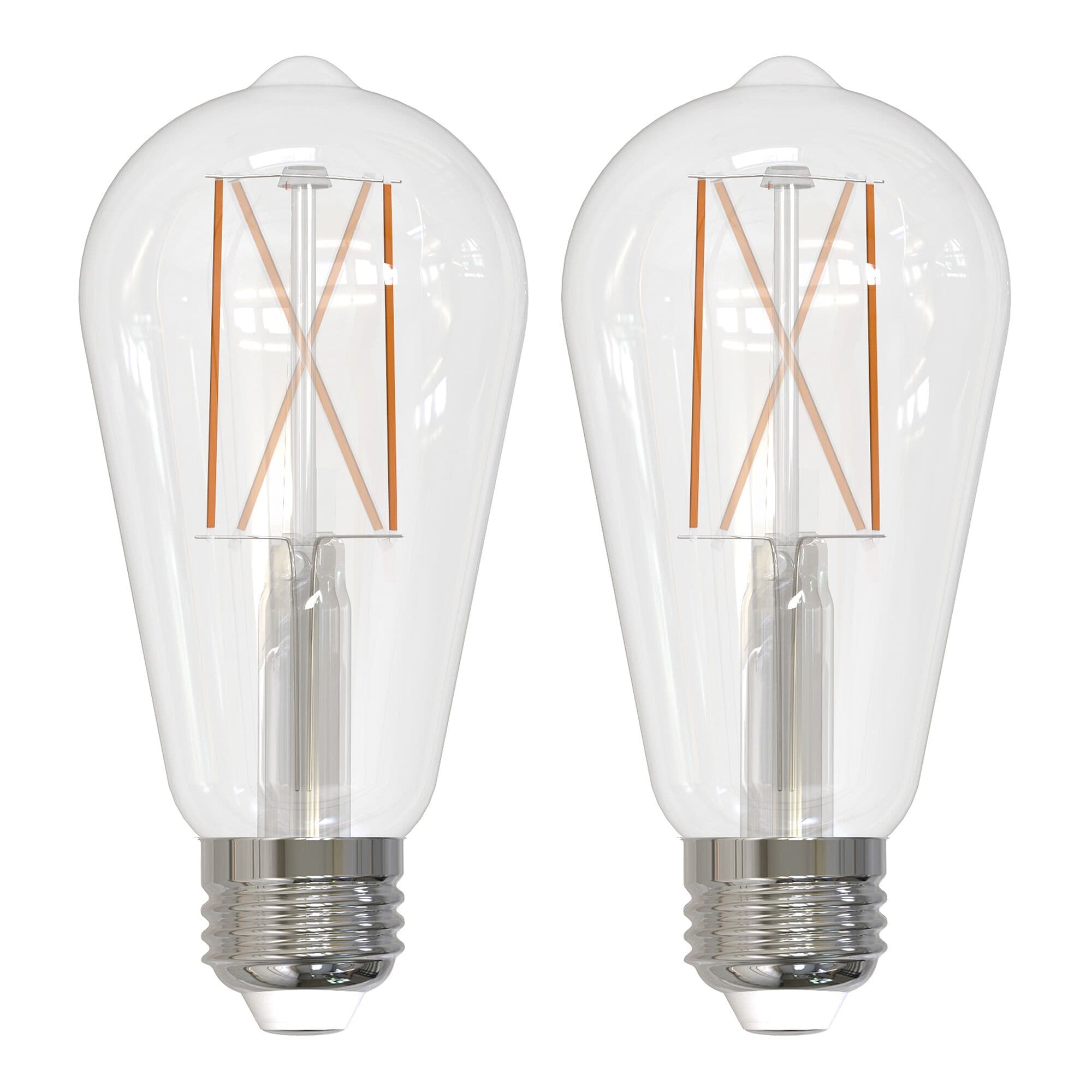 Bulbrite Pack Of 2 8.5 Watt Dimmable Clear Filament St18 Medium E26 Led Bulb