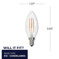 Bulbrite Pack Of 4 Dimmable Clear Filament B11 Candelabra E12 Led Bulb