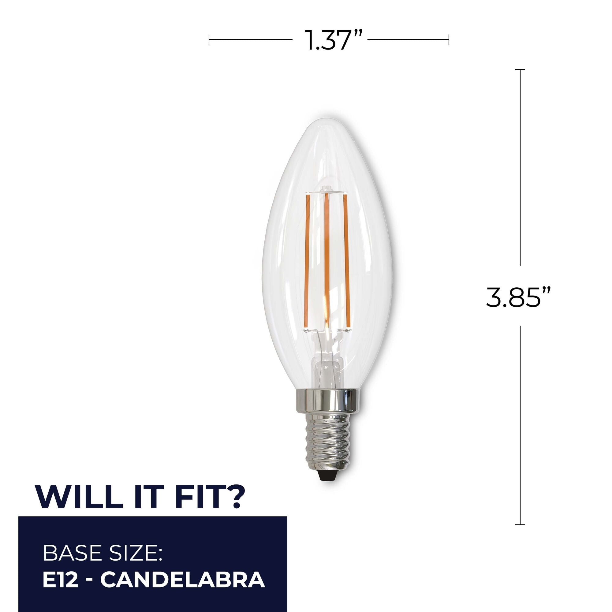 Bulbrite Pack Of 4 Dimmable Clear Filament B11 Candelabra E12 Led Bulb