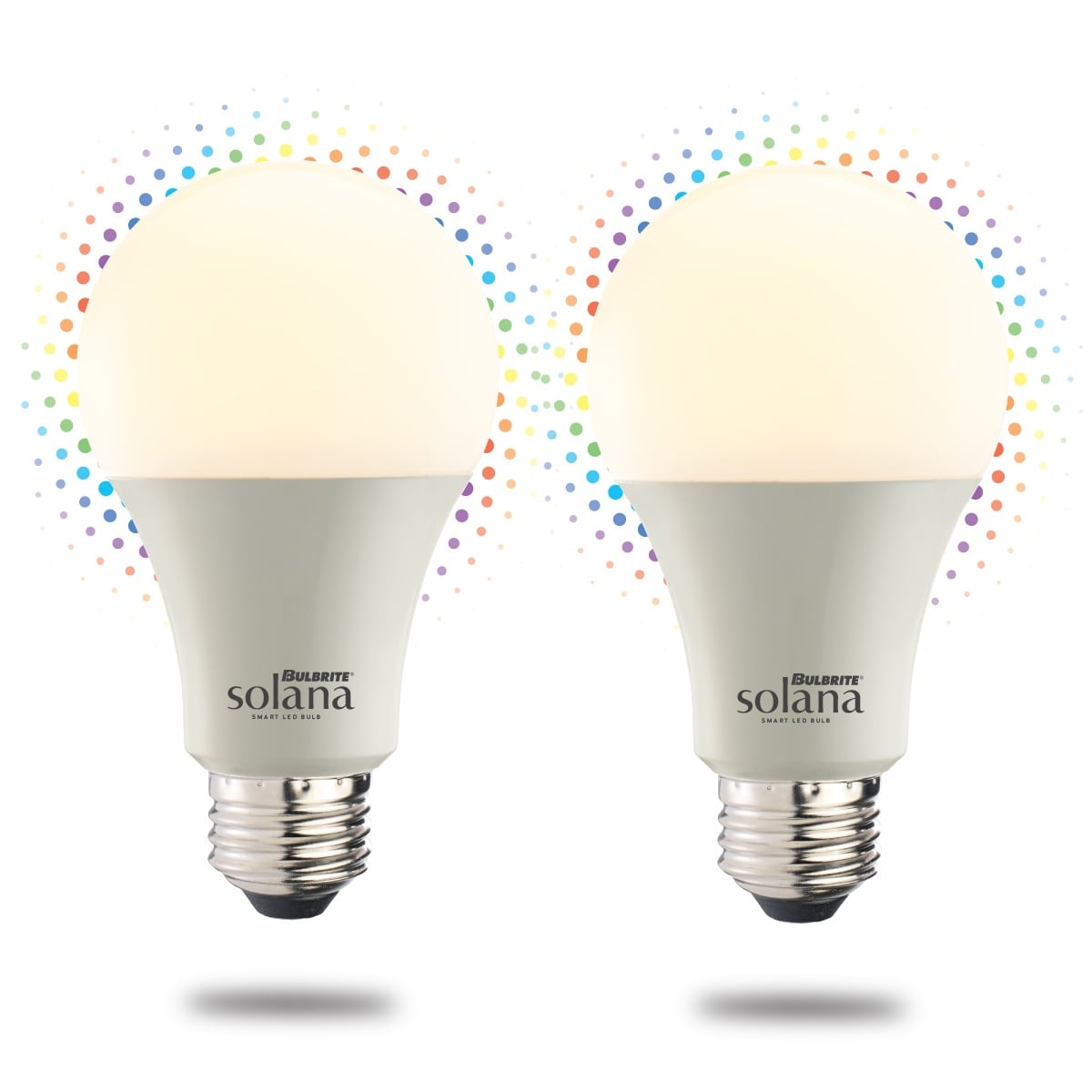 Bulbrite Solana Smart Led A19 60W Equivalent Color Changing Wifi Light Bulb Frost 2Pk 2200K 6500K Multi Color
