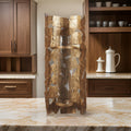 Bulged Frame Metal Wall Sconce With Candle Holder Antique Gold And Clear