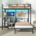 Bunk Bed With Folding Table With Led Lights And Charging Stations Bunk Bed With Safety Railings And Ladder Space Saving