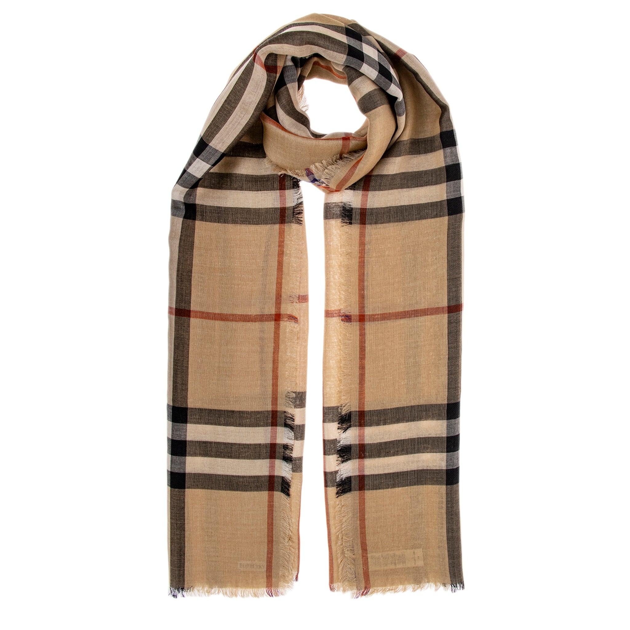 Burberry Check Wool And Silk Scarf