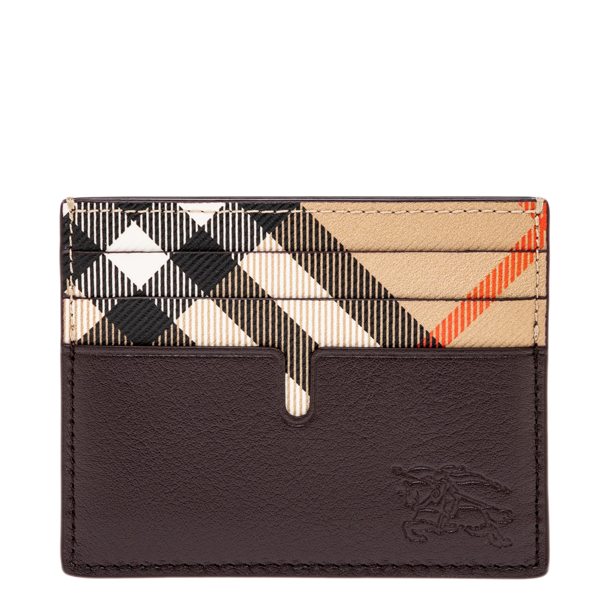 Burberry Mens Check And Leather Card Case