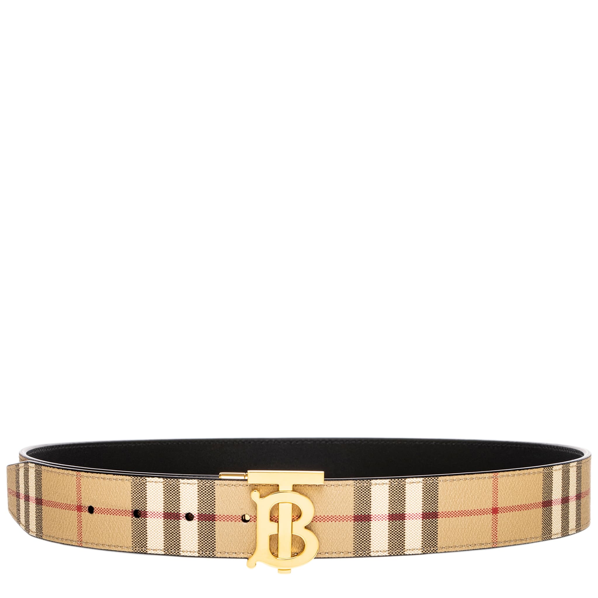 Burberry Mens Reversible Check Tb Belt 1.4 Wide