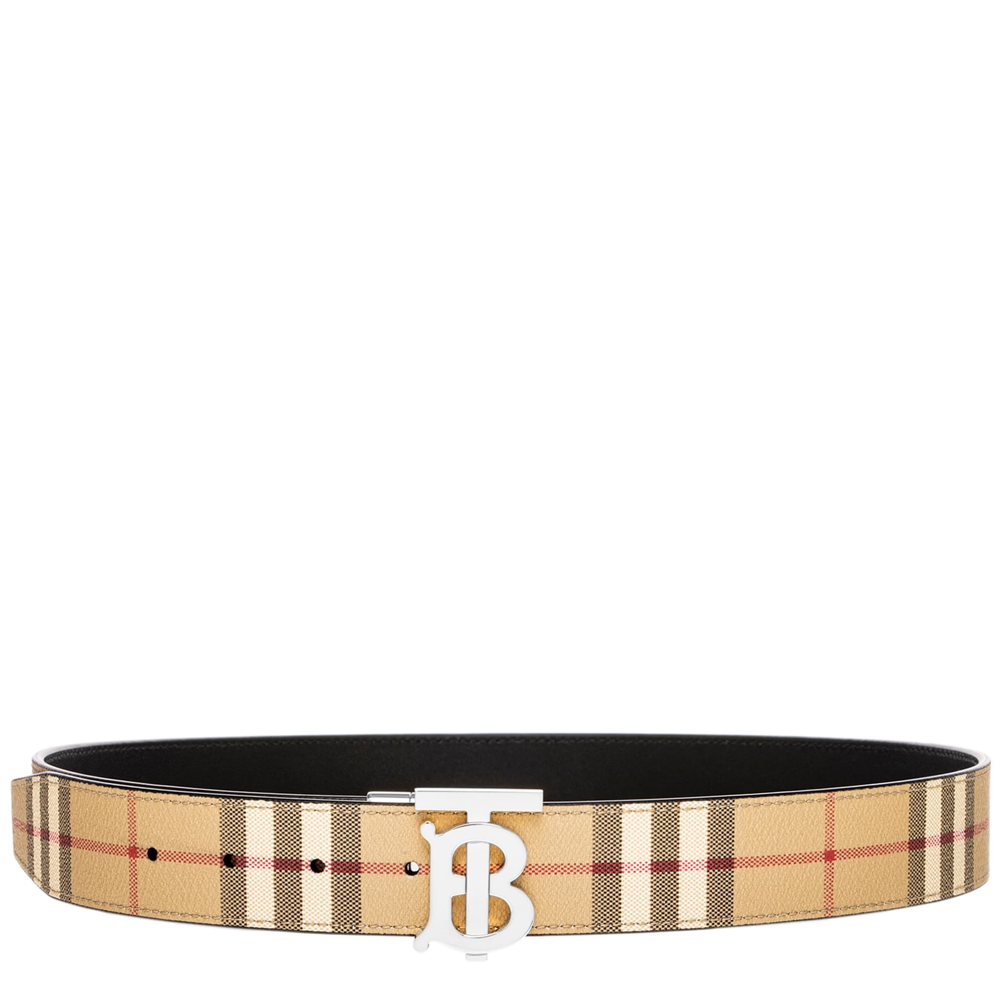 Burberry Mens Reversible Check Tb Belt 1.4 Wide