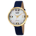 Burgi Classic Womens Quartz Diamond Markers Leather Blue Strap Watch
