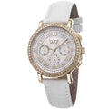 Burgi Ladies Swiss Quartz Multifunction Leather Gold Tone Strap Watch