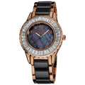 Burgi Womens Ceramic Black Bracelet Baguette Quartz Watch
