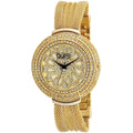 Burgi Womens Crystal Mesh Classic Gold Tone Bracelet Quartz Watch