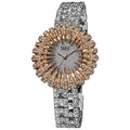 Burgi Womens Dazzling Crystal Quartz Rose Tone Watch Gold