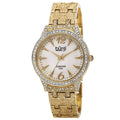 Burgi Womens Diamond Markers Mother Of Pearl Quartz Gold Tone Bracelet Watch