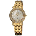 Burgi Womens Diamond Mother Of Pearl Dial Stainless Steel Gold Tone Bracelet Watch White