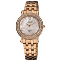 Burgi Womens Diamond Mother Of Pearl Dial Stainless Steel Rose Tone Bracelet Watch White