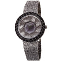 Burgi Womens Emerald Cut Floating Crystals Black Brass Bracelet Watch