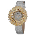 Burgi Womens Holiday Style Quartz Sparkling Leather Gold Tone Strap Watch Gold
