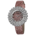 Burgi Womens Holiday Style Quartz Sparkling Leather Strap Watch Pink