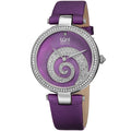 Burgi Womens Quartz Diamond Crystal Leather Purple Strap Watch