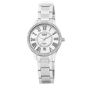Burgi Womens Quartz Diamond Dial Stainless Steel Silver Tone Bracelet Watch