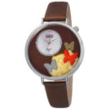 Burgi Womens Quartz Diamond Leather Brown Strap Watch