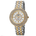 Burgi Womens Quartz Diamond Markers Brass Two Tone Bracelet Watch