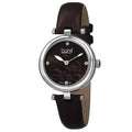 Burgi Womens Quartz Diamond Markers Etched Flower Dial Leather Brown Strap Watch