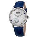 Burgi Womens Quartz Swarovski Crystal Leather Blue Strap Watch