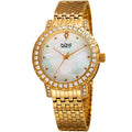 Burgi Womens Sparkling Czech Crystal Gold Tone Brick Road Bracelet Watch