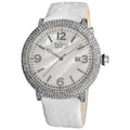 Burgi Womens Swiss Quartz Dial Leather White Strap Water Resistant Watch Silver