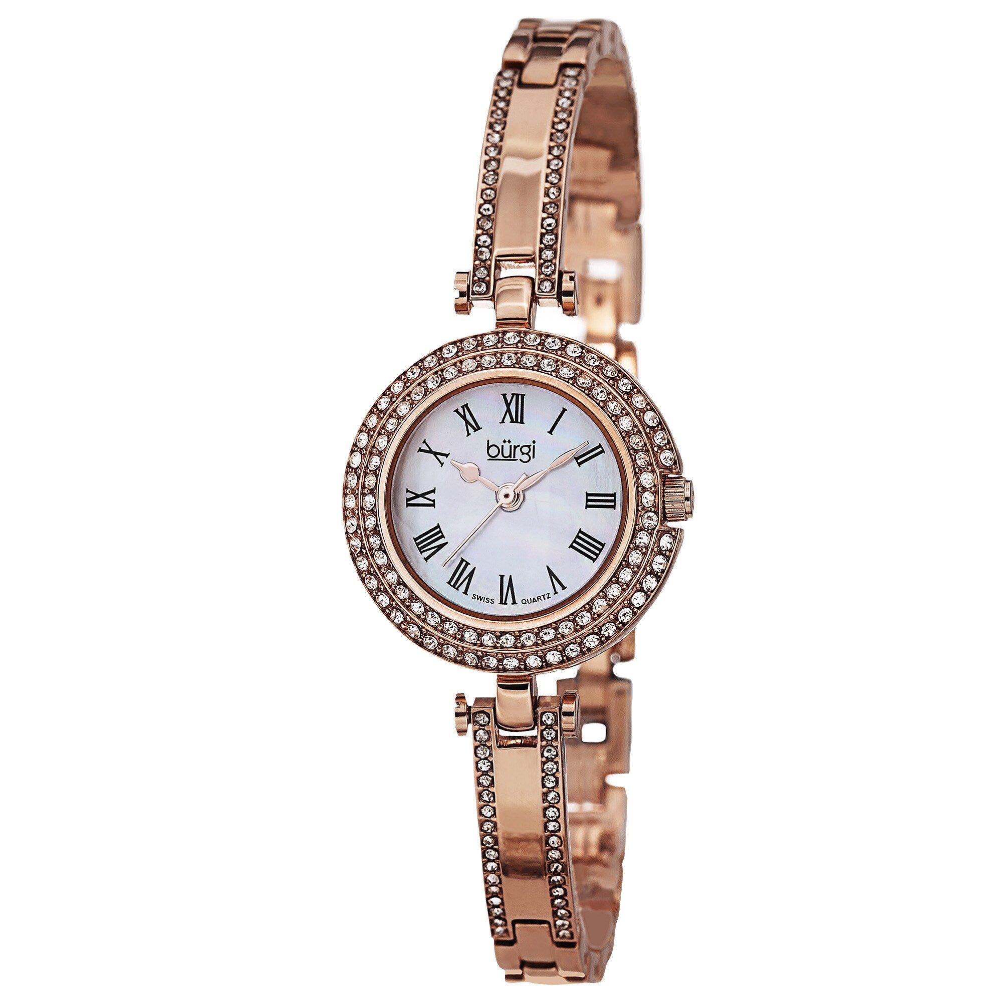 Burgi Womens Swiss Quartz Dial Rose Tone Bracelet Watch