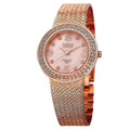 Burgi Womens Swiss Quartz Diamond Mesh Rose Tone Bracelet Watch