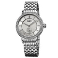 Burgi Womens Swiss Quartz Diamond Stainless Steel Silver Tone Bracelet Watch