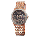 Burgi Womens Swiss Quartz Diamond Wave Dial Rose Tone Bracelet Watch