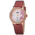 Burgi Womens Swiss Quartz Floral Swarovski Crystal Strap Watch Gold