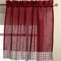 Burgundy Country Style Curtain Parts With White Daisy Lace Accent Tier Swag And Valances