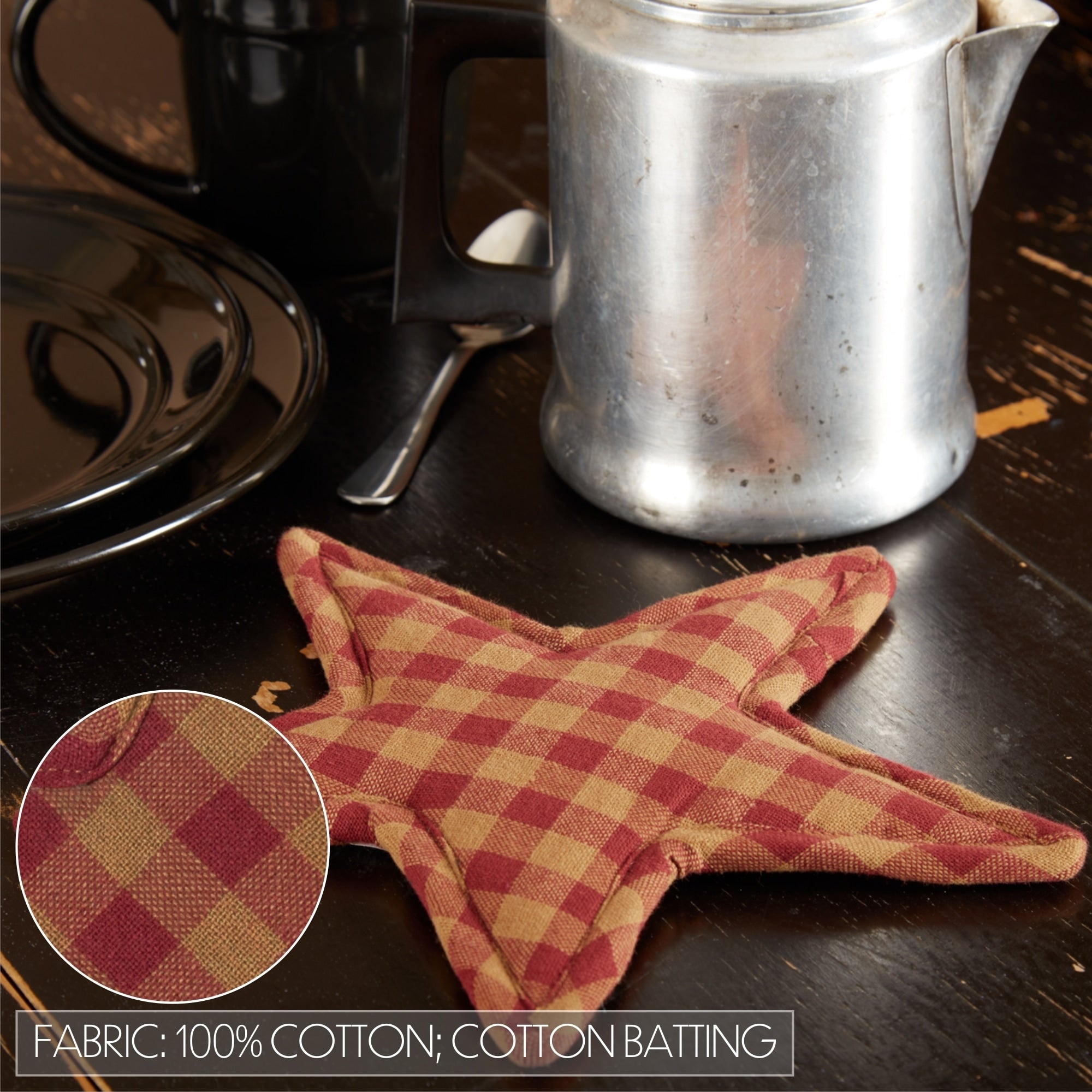 Vhc Burgundy Star Red Primitive Classic Country Tabletop Kitchen Trivet