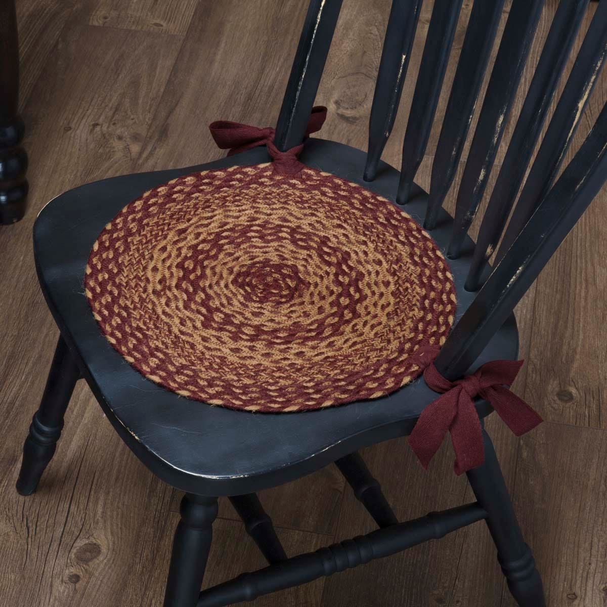 Vhc Burgundy Tan Jute Red Primitive Classic Country Tabletop Kitchen Chair Pad Set Of 6