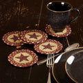 Burgundy Tan Jute Stencil Star Coaster Set Of 6