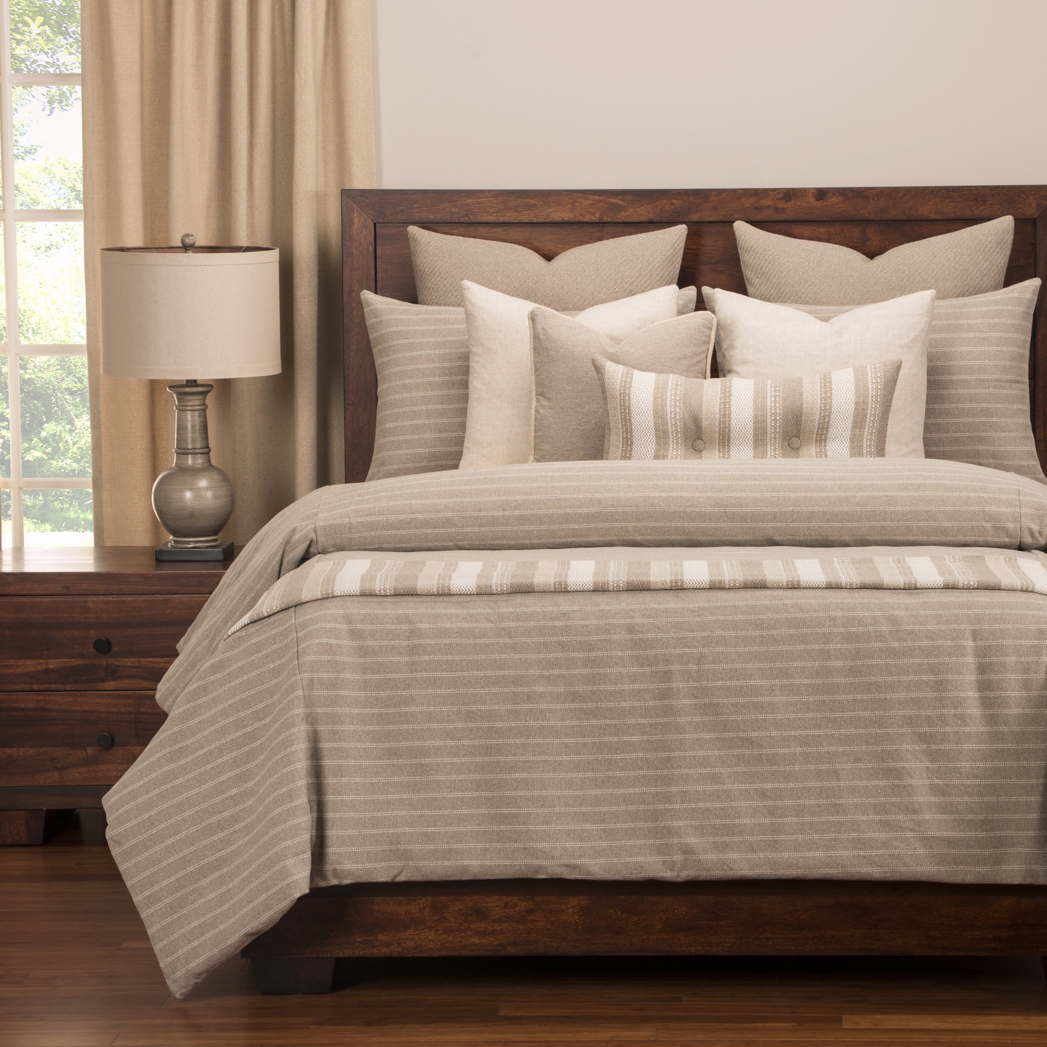 Strick Bolton Stom Ticked Stripe 6 Piece Cotton Blend Duvet And Comforter Insert Set