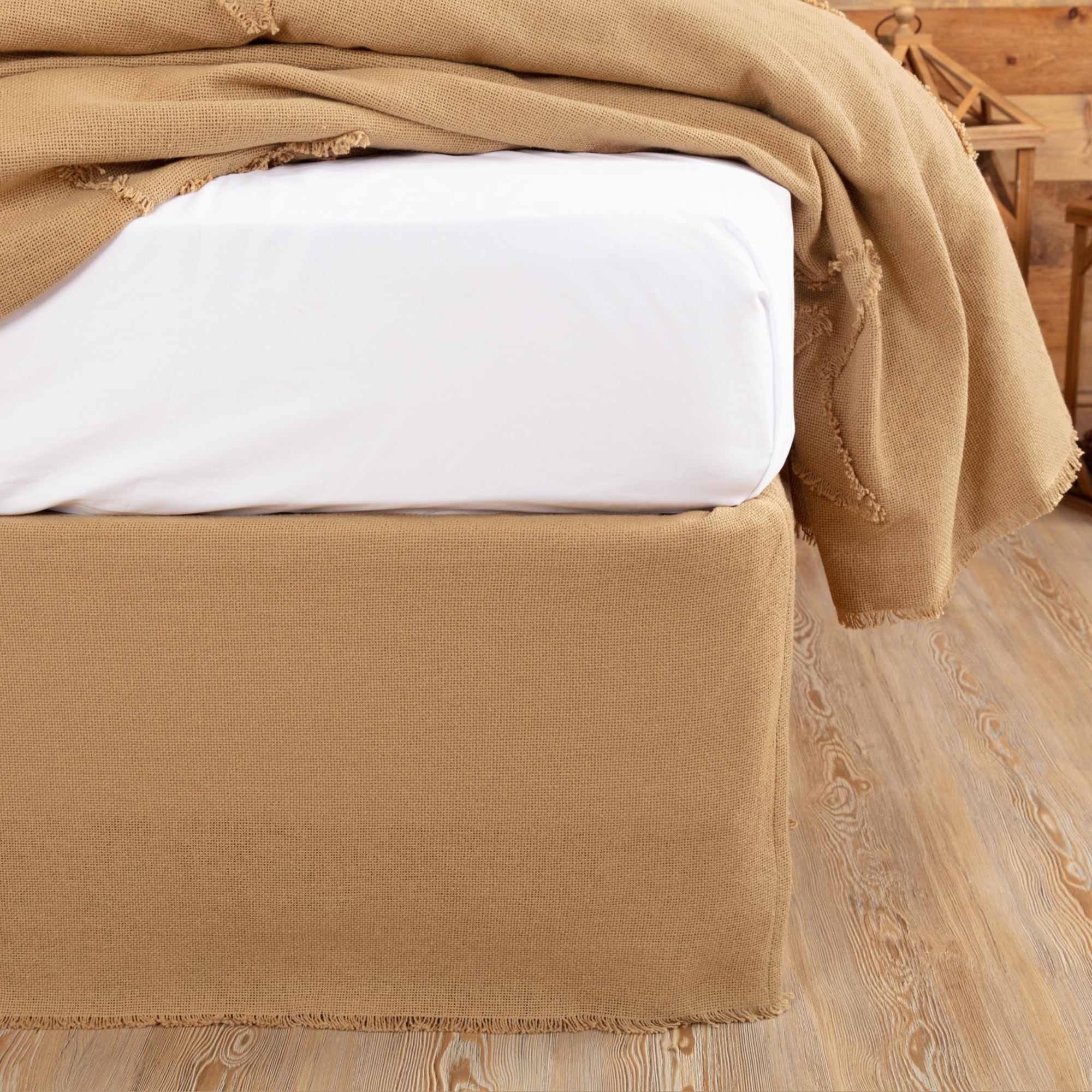 Burlap Natural Fringed Bed Skirt