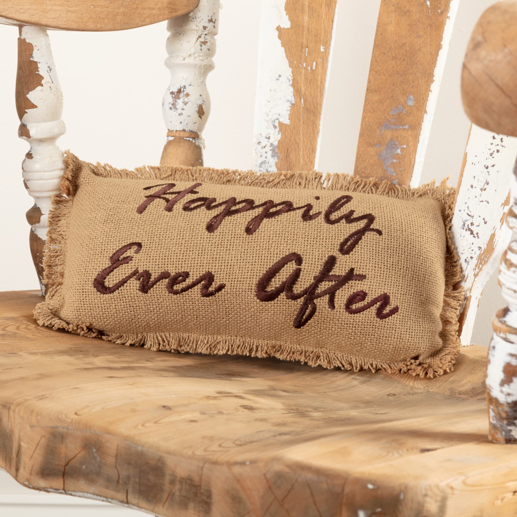 Burlap Natural Happily Ever After 7 X 13 Pillow