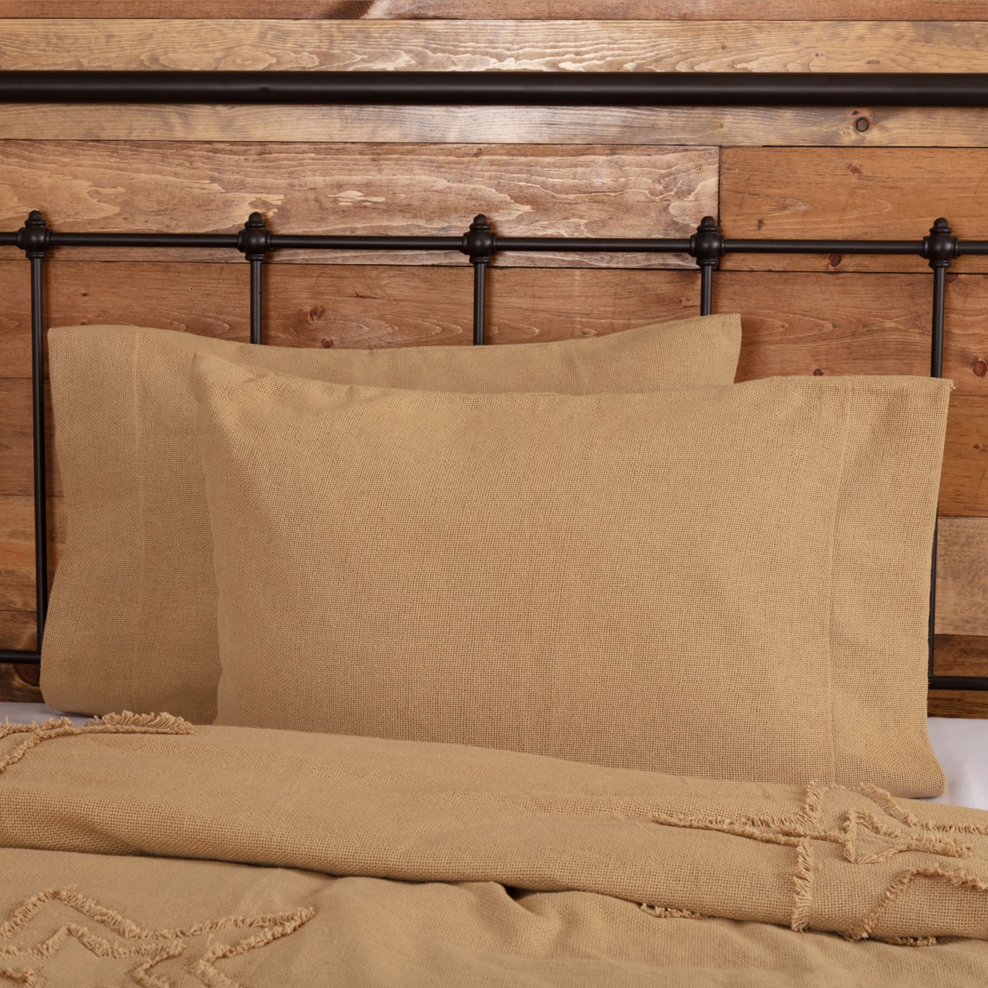 Burlap 100 Cotton Pillow Case Set