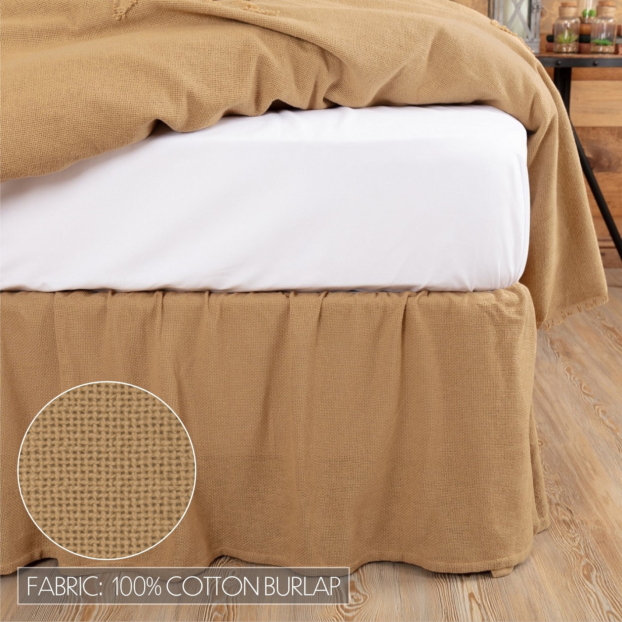 Burlap Natural Ruffled Bed Skirt