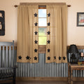 Burlap W Stencil Stars Short Panel Set 63 X 36