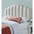 Burney Scalloped Light Grey Velvet Upholstered Full Queen Size Headboard